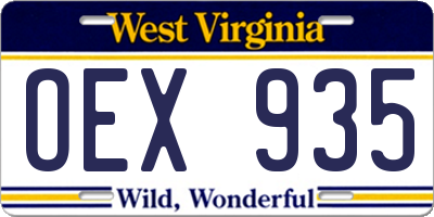 WV license plate OEX935