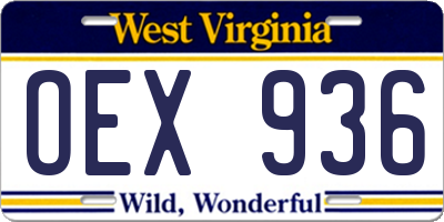 WV license plate OEX936