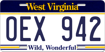 WV license plate OEX942