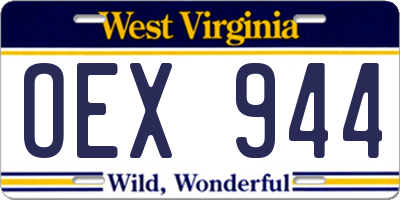 WV license plate OEX944