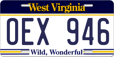 WV license plate OEX946