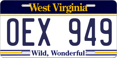 WV license plate OEX949