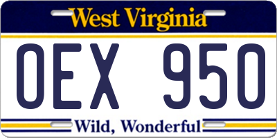 WV license plate OEX950