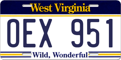WV license plate OEX951