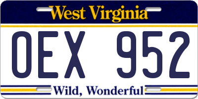 WV license plate OEX952