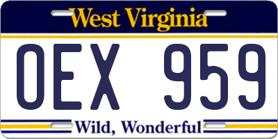 WV license plate OEX959
