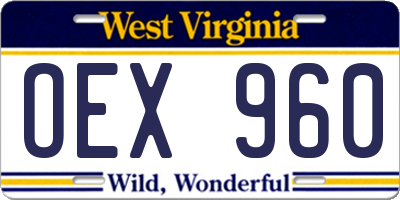 WV license plate OEX960