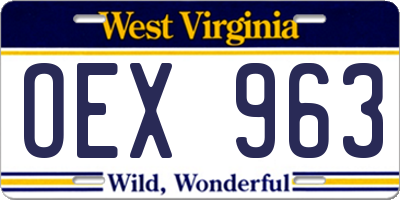 WV license plate OEX963