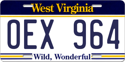 WV license plate OEX964