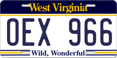 WV license plate OEX966