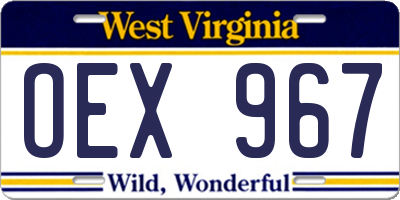 WV license plate OEX967