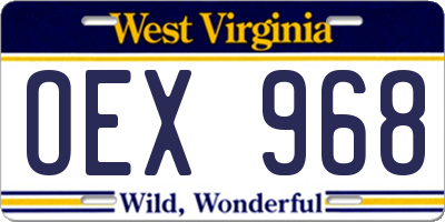 WV license plate OEX968