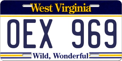 WV license plate OEX969