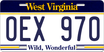 WV license plate OEX970