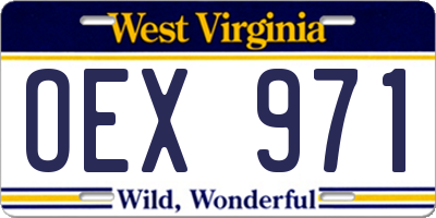 WV license plate OEX971