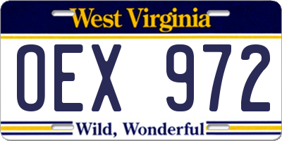 WV license plate OEX972