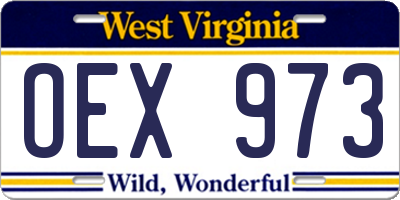WV license plate OEX973