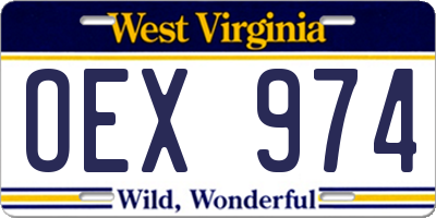 WV license plate OEX974