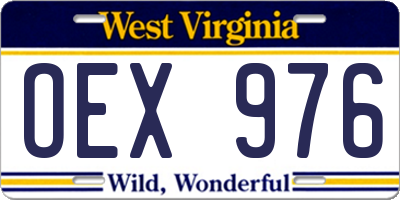 WV license plate OEX976
