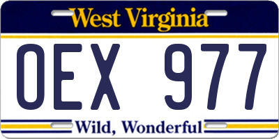 WV license plate OEX977