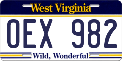 WV license plate OEX982