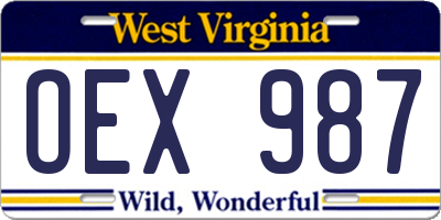 WV license plate OEX987