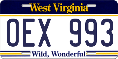 WV license plate OEX993