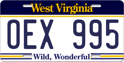 WV license plate OEX995