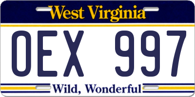 WV license plate OEX997