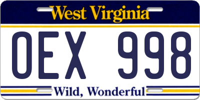 WV license plate OEX998