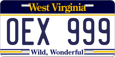 WV license plate OEX999
