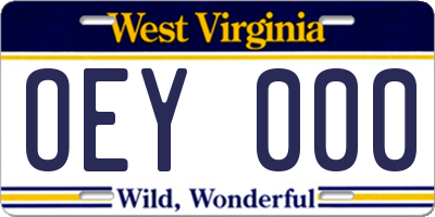 WV license plate OEY000