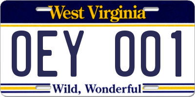 WV license plate OEY001