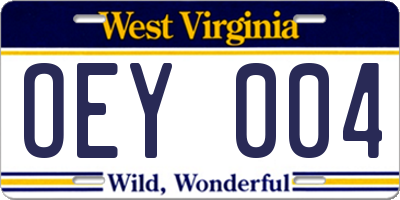 WV license plate OEY004