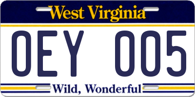 WV license plate OEY005