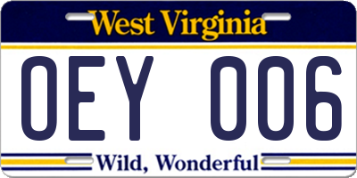 WV license plate OEY006