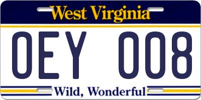 WV license plate OEY008