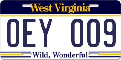 WV license plate OEY009