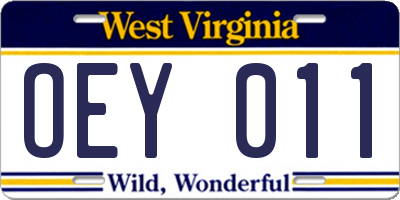 WV license plate OEY011