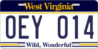 WV license plate OEY014