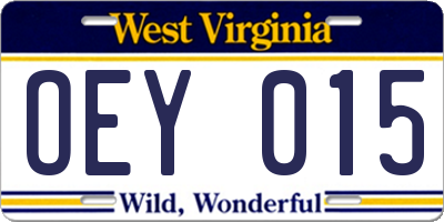 WV license plate OEY015