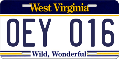 WV license plate OEY016