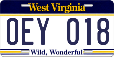 WV license plate OEY018