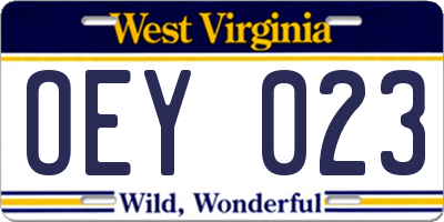 WV license plate OEY023