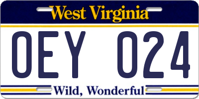 WV license plate OEY024