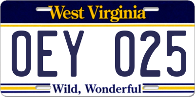 WV license plate OEY025