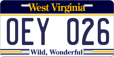 WV license plate OEY026