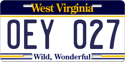 WV license plate OEY027
