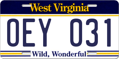 WV license plate OEY031