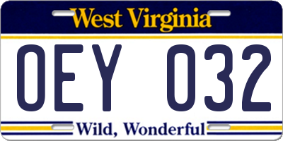 WV license plate OEY032